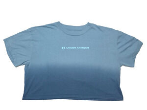 Under Armour Women's Dip Dye Cropped Short Sleeve T-Shirt Blue Size XL